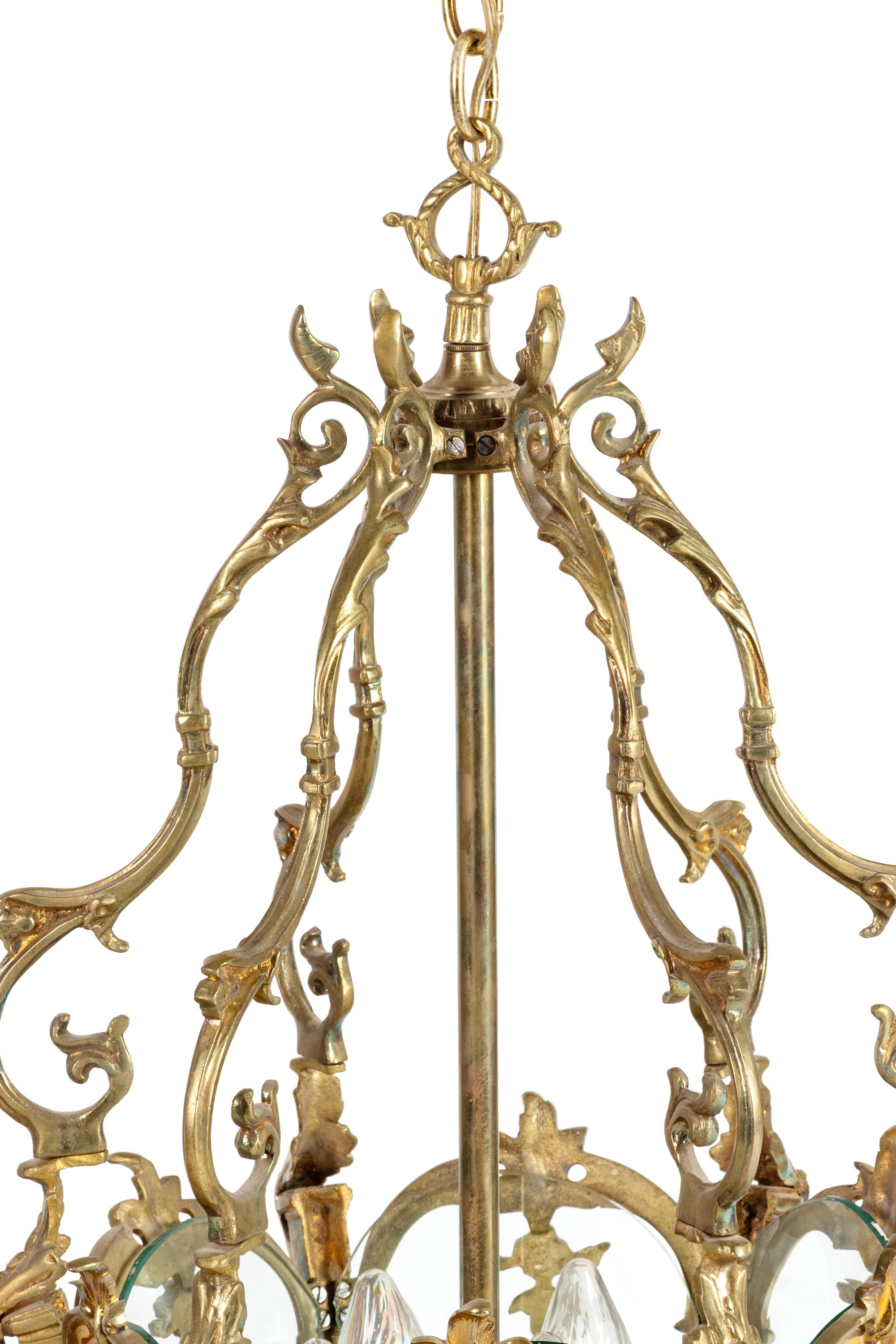 A Pair of Continental Brass and Glass Lanterns