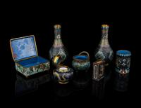 Seven Chinese and Japanese Cloisonne Articles