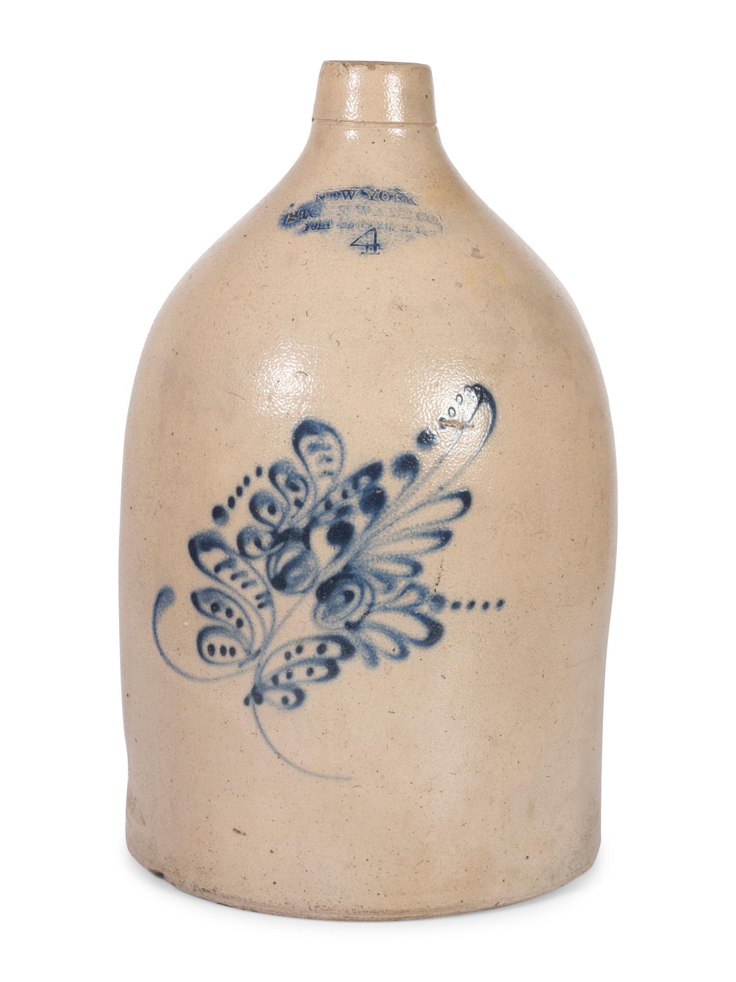 A Four-Gallon Cobalt-Decorated Stoneware Jug