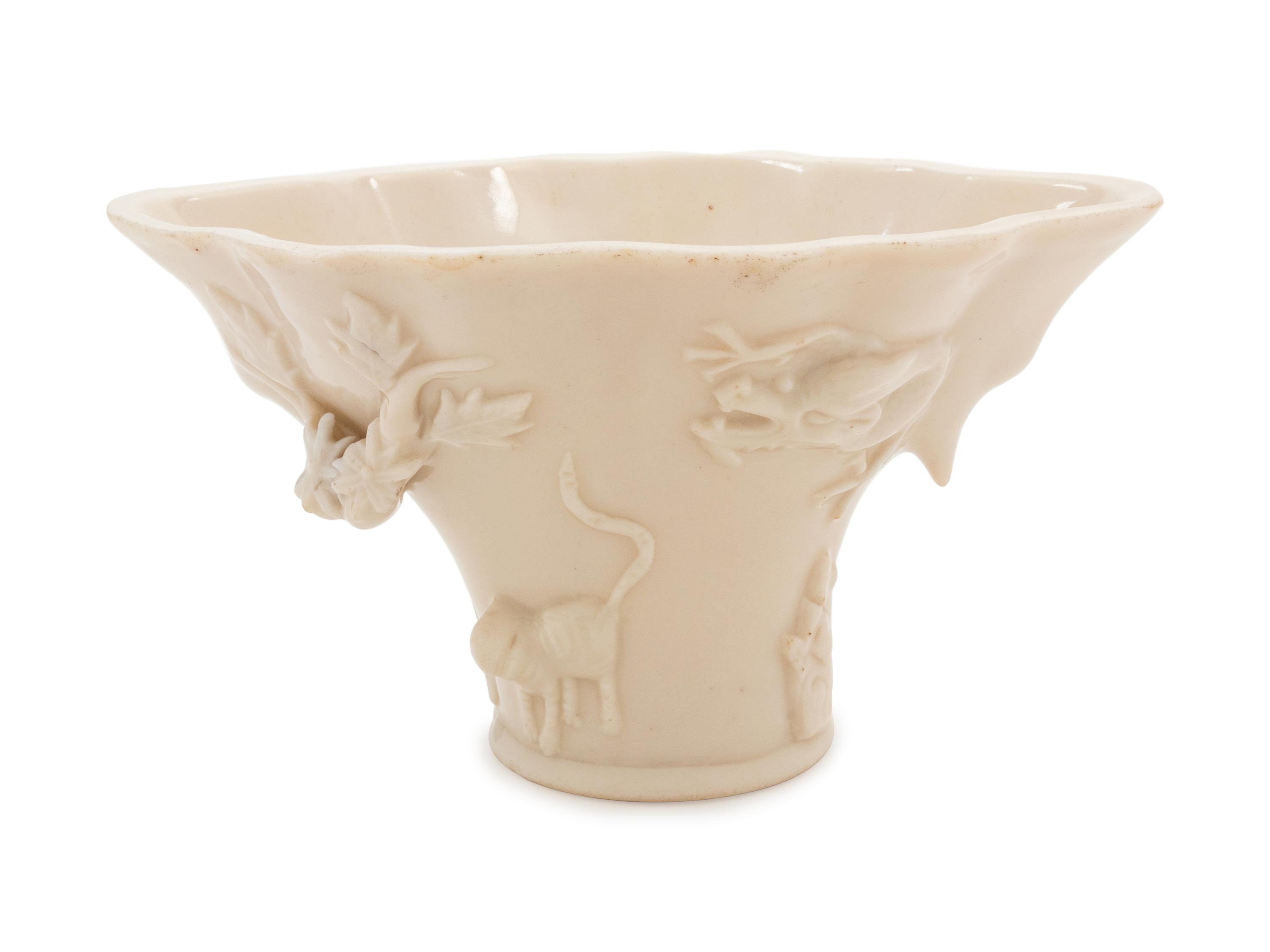A Chinese Blanc-de-Chine Porcelain Cup