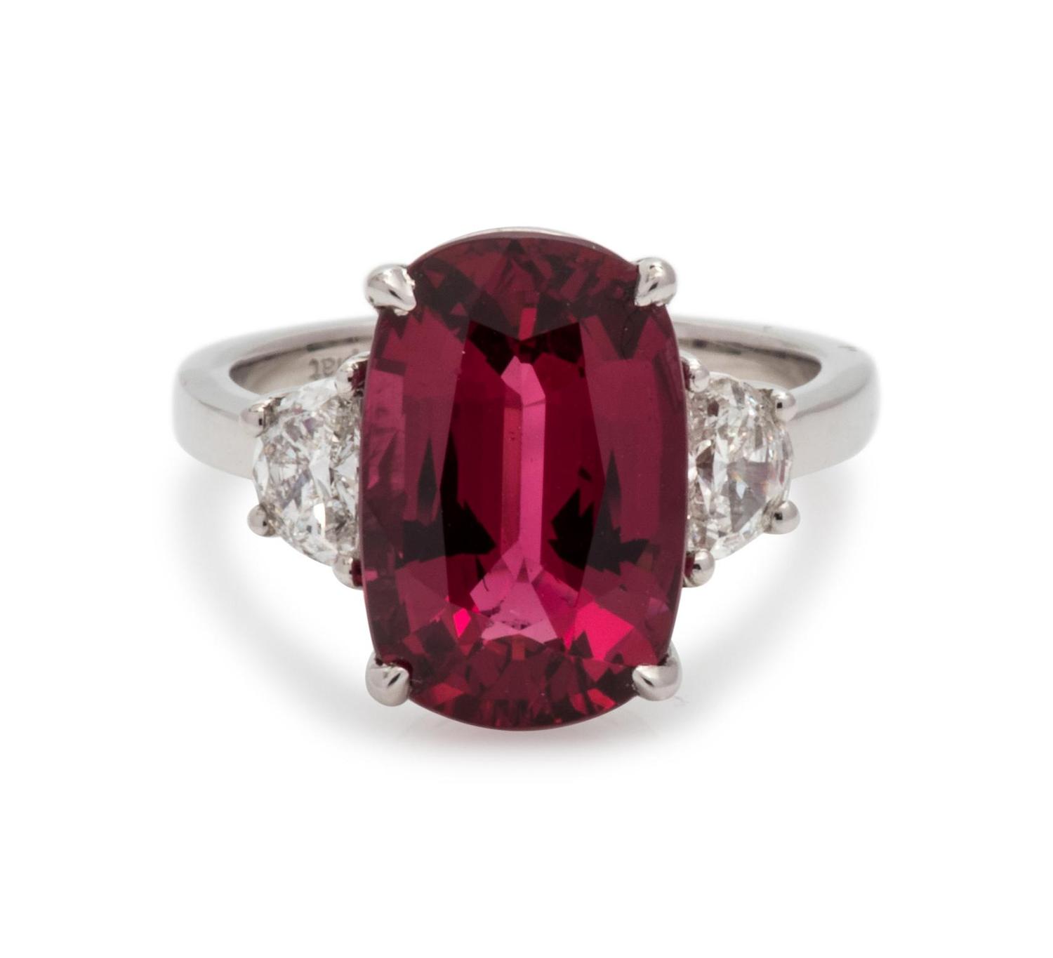 Red Spinel and Diamond Ring
