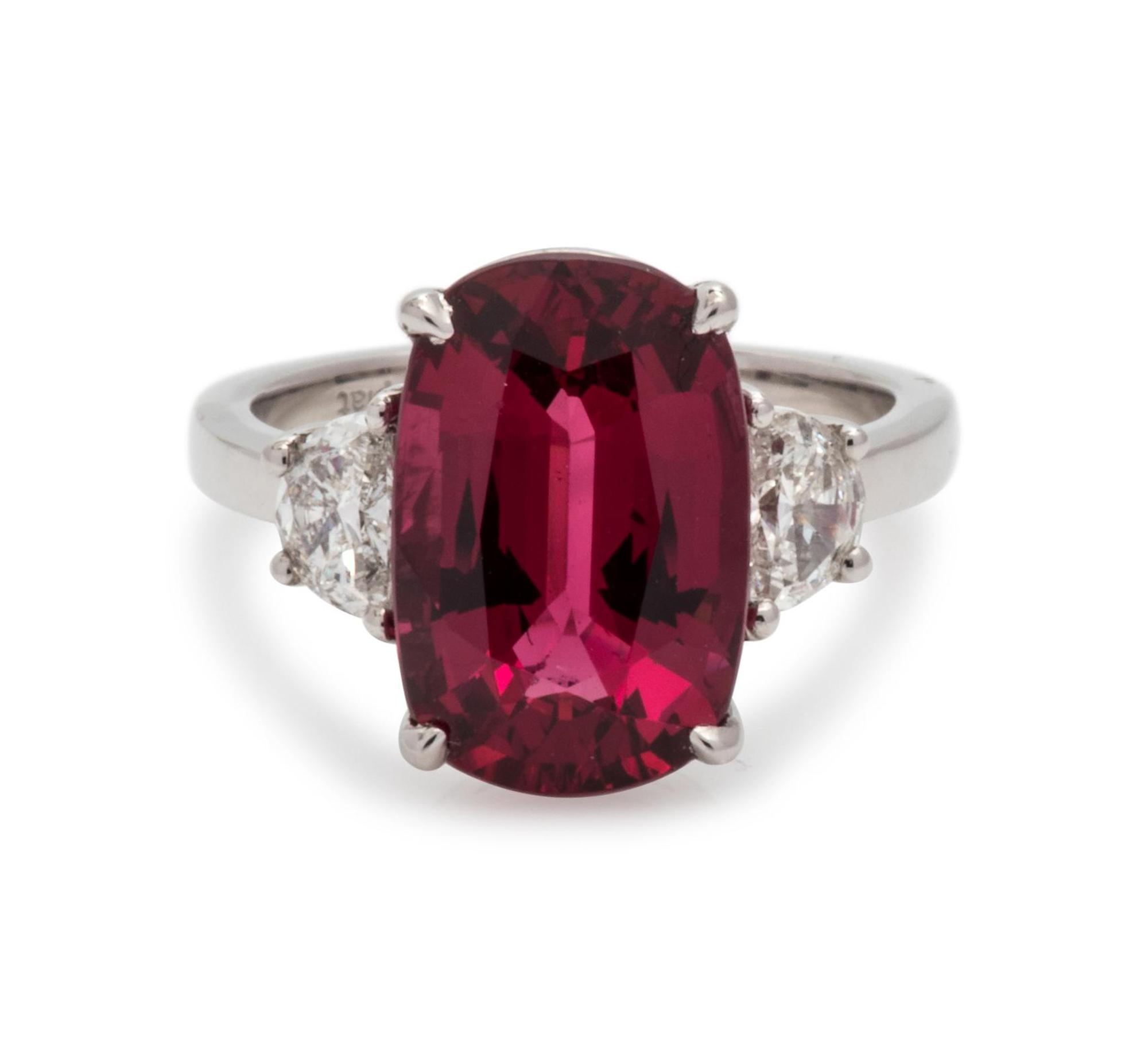 Red Spinel and Diamond Ring