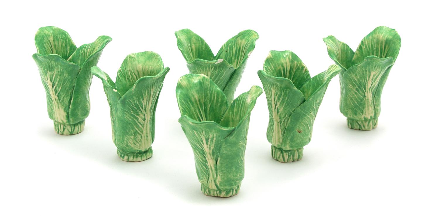 A Set of Six Dodie Thayer Lettuceware Toothpick Holders Height 2 3/4 inches. — 20TH CENTURY