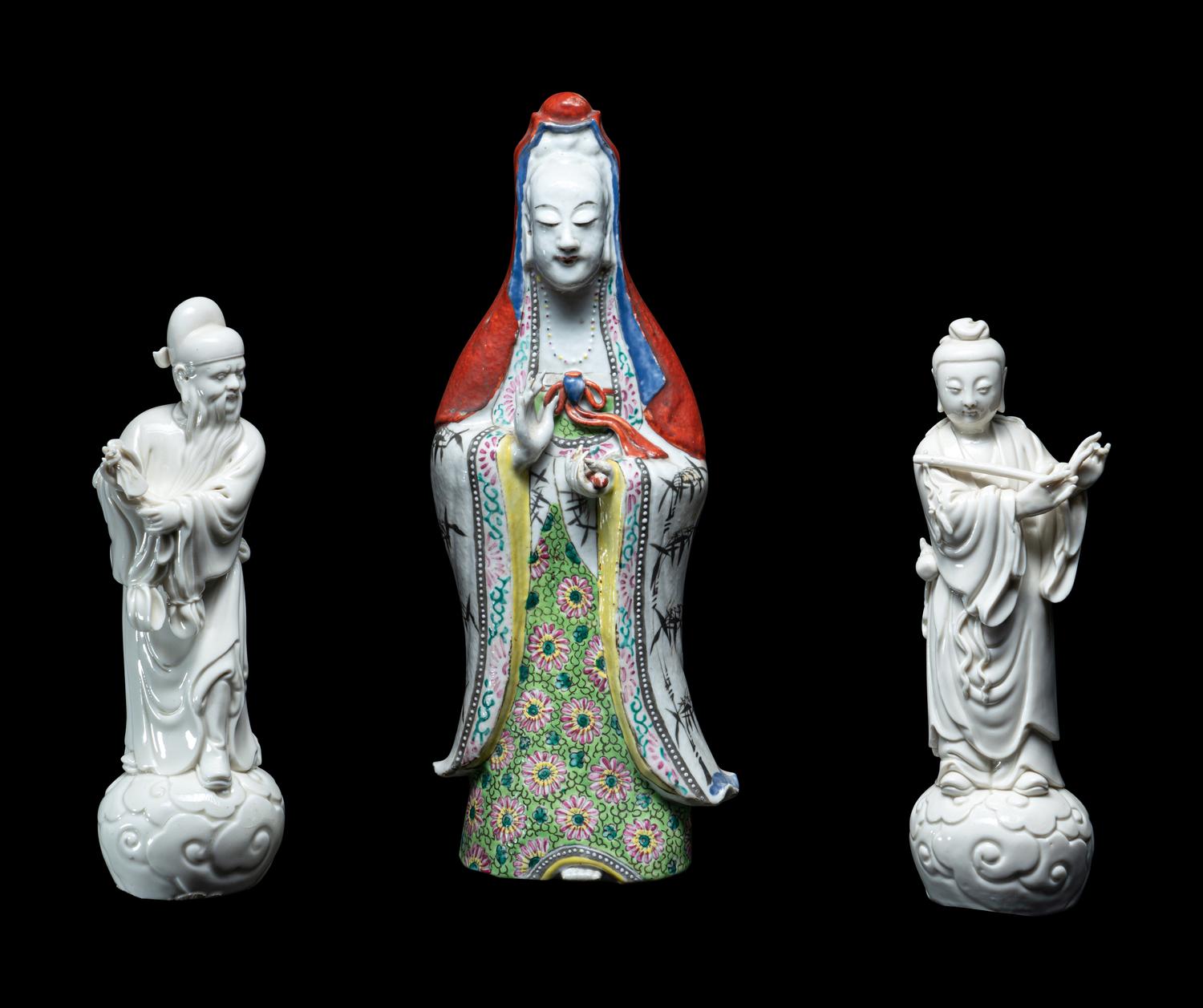 Three Chinese Porcelain Figures of Immortals