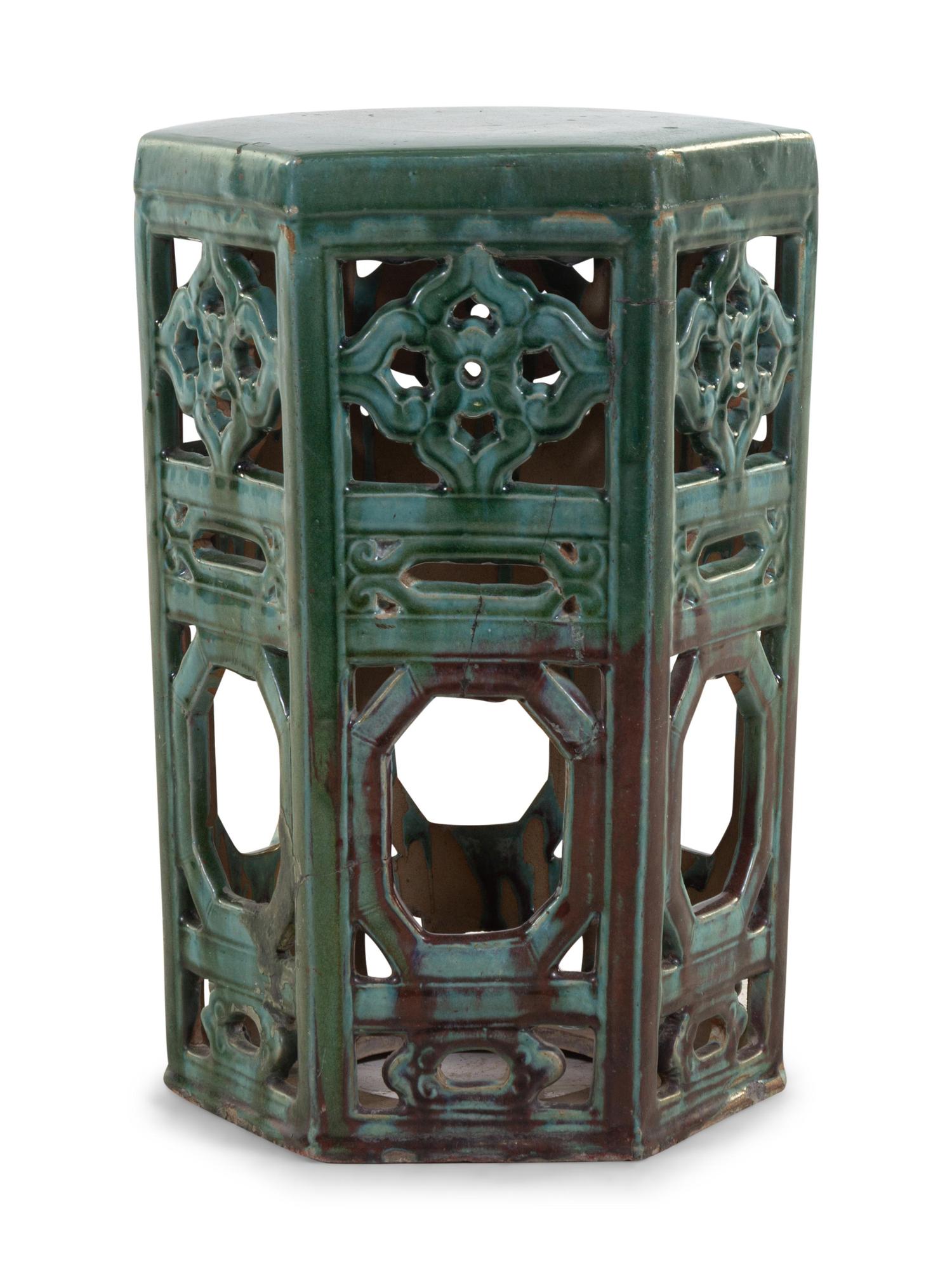 A Green Glazed Ceramic Garden Seat