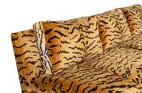 Two Tiger Velvet-Upholstered Banquette Sofas