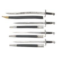 Lot of Four British Saber Bayonets & Scabbard Including: Pattern 1887 and Pattern 1856