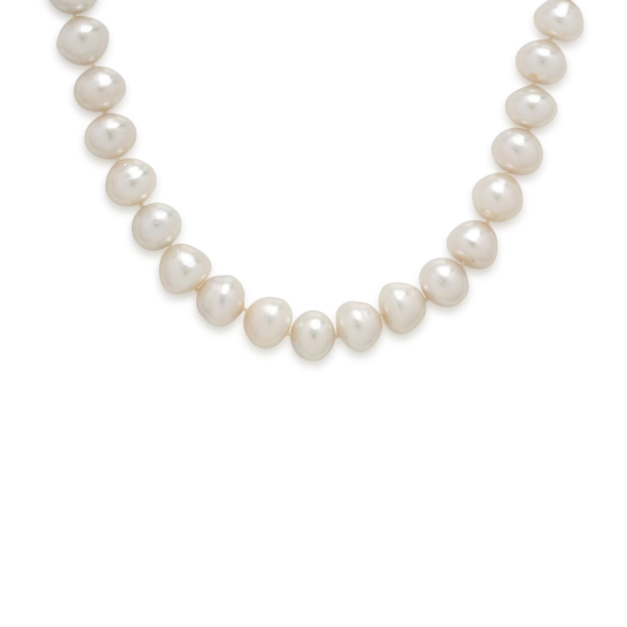 Cultured Pearl and White Gold Necklace
