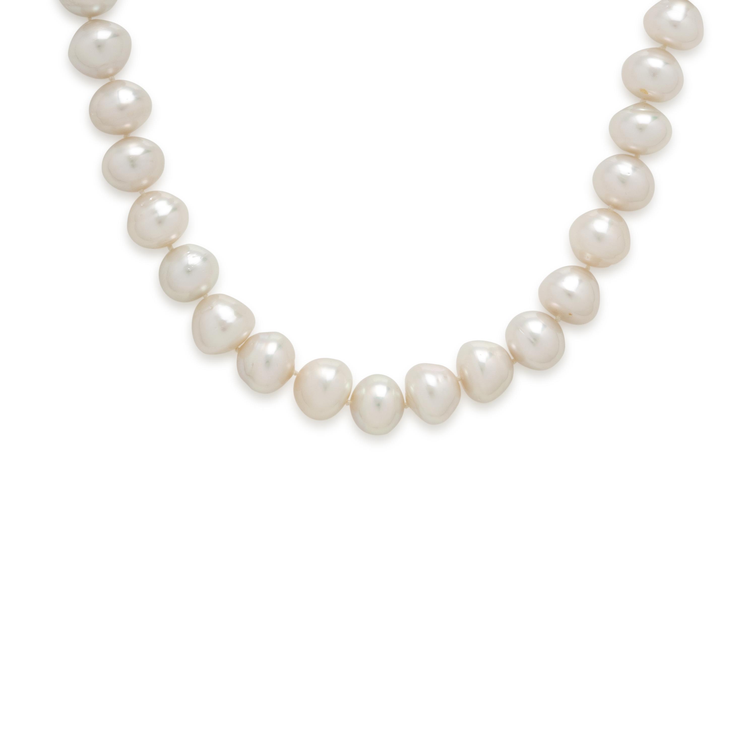 Cultured Pearl and White Gold Necklace