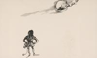 Christmas Card - Elf, Santa, and Moon , 1947
