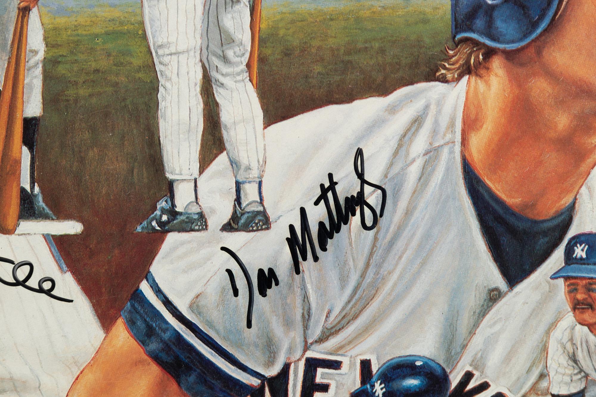 A Mickey Mantle and Don Mattingly Yankee Tradition Poster Signed Autograph Sports Impressions Poster (Beckett Authentication Services Letter BAS Certified),