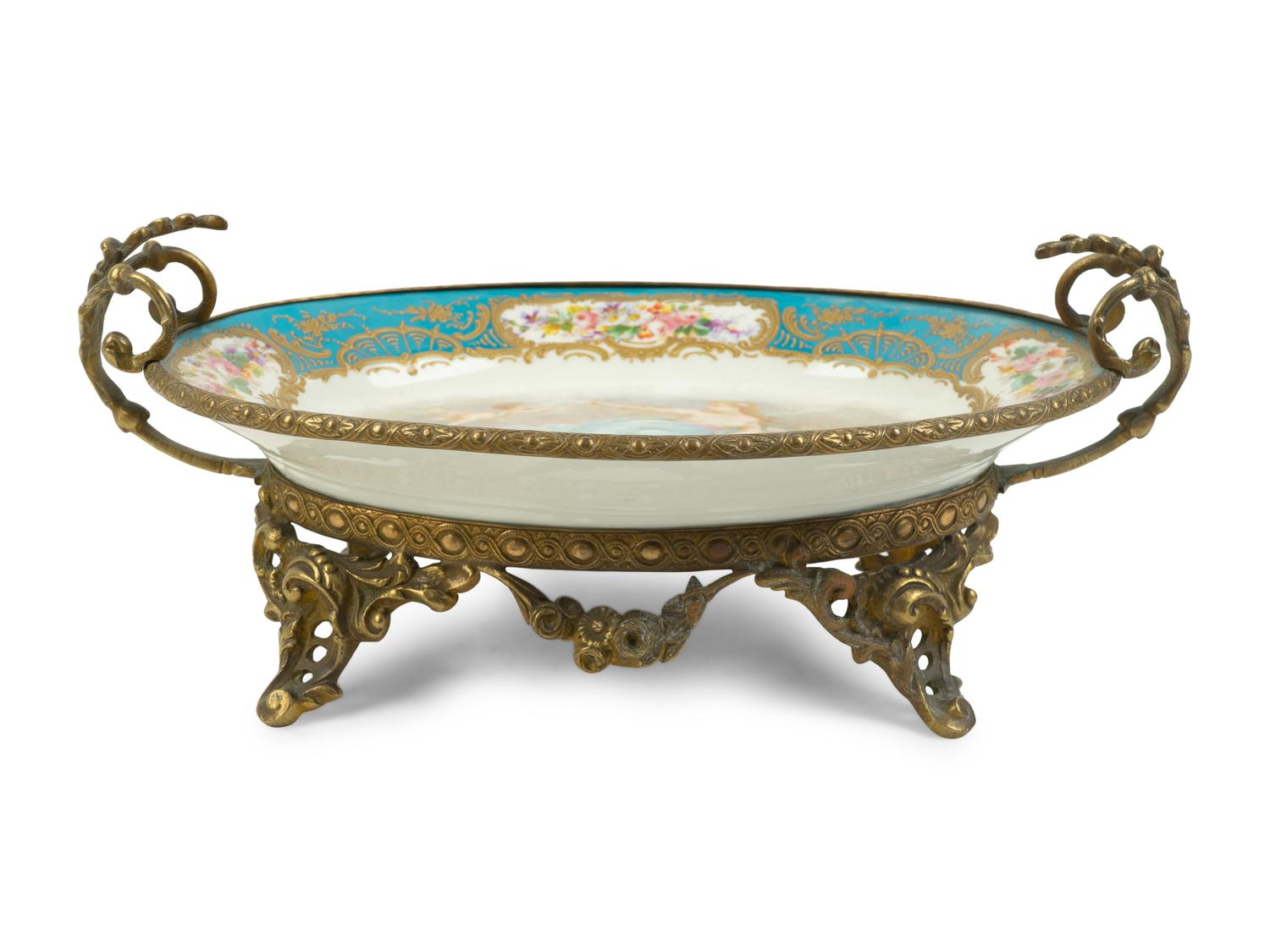 A Sèvres Style Gilt Metal Mounted Porcelain Tray — 19TH CENTURY