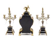 An Assembled Napoleon III Style Gilt Bronze Mounted Boulle Marquetry Clock Garniture
