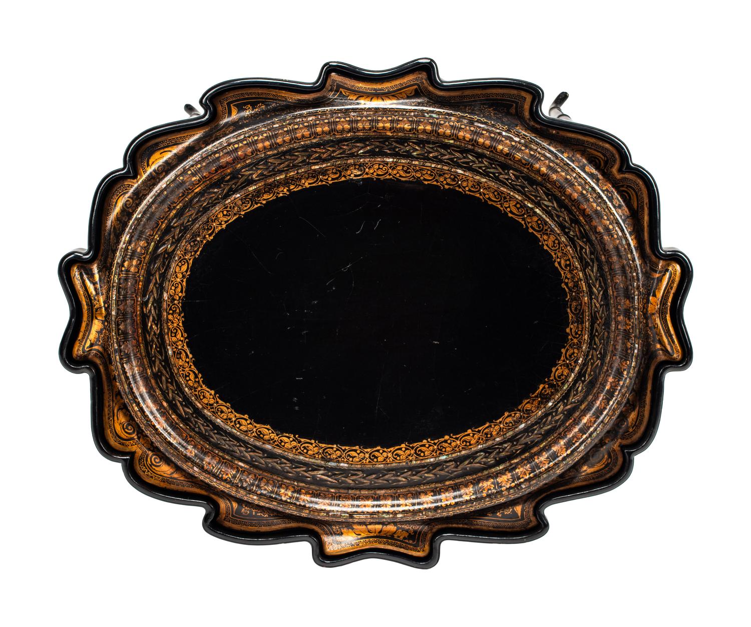 An Unusual English Papier Mâché Tray on Stand