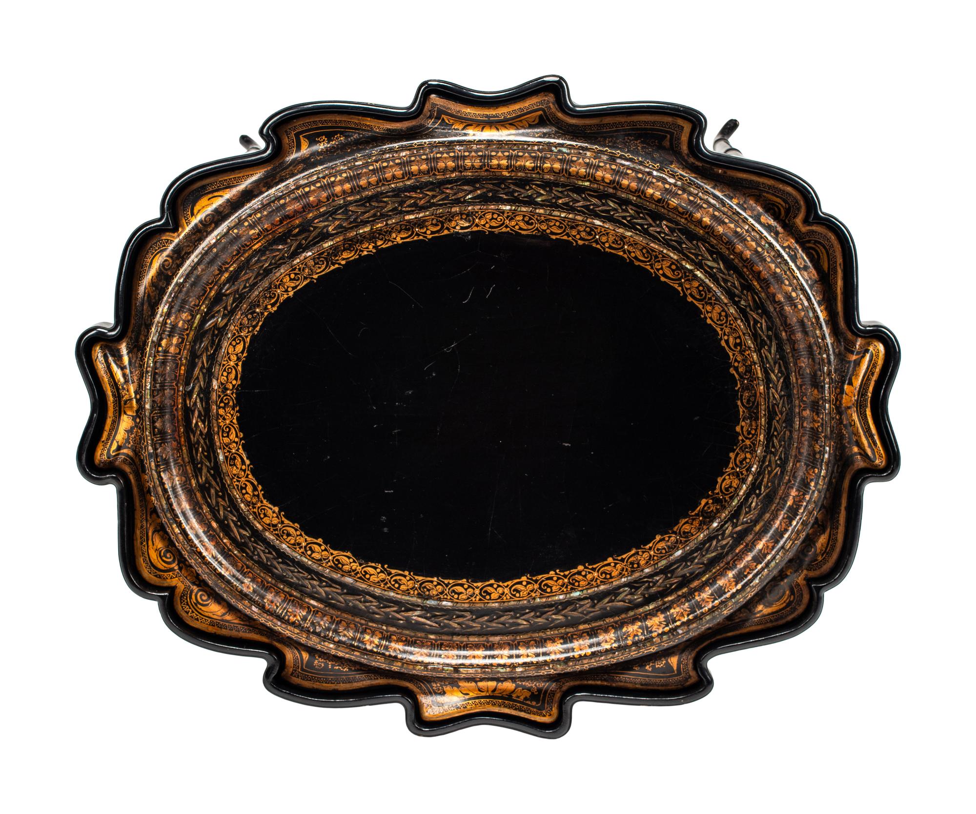 An Unusual English Papier Mâché Tray on Stand