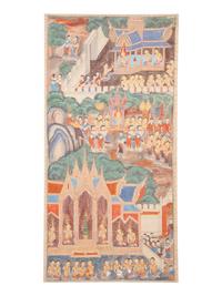 A Thai Buddhist Painting on Linen — 20TH CENTURY