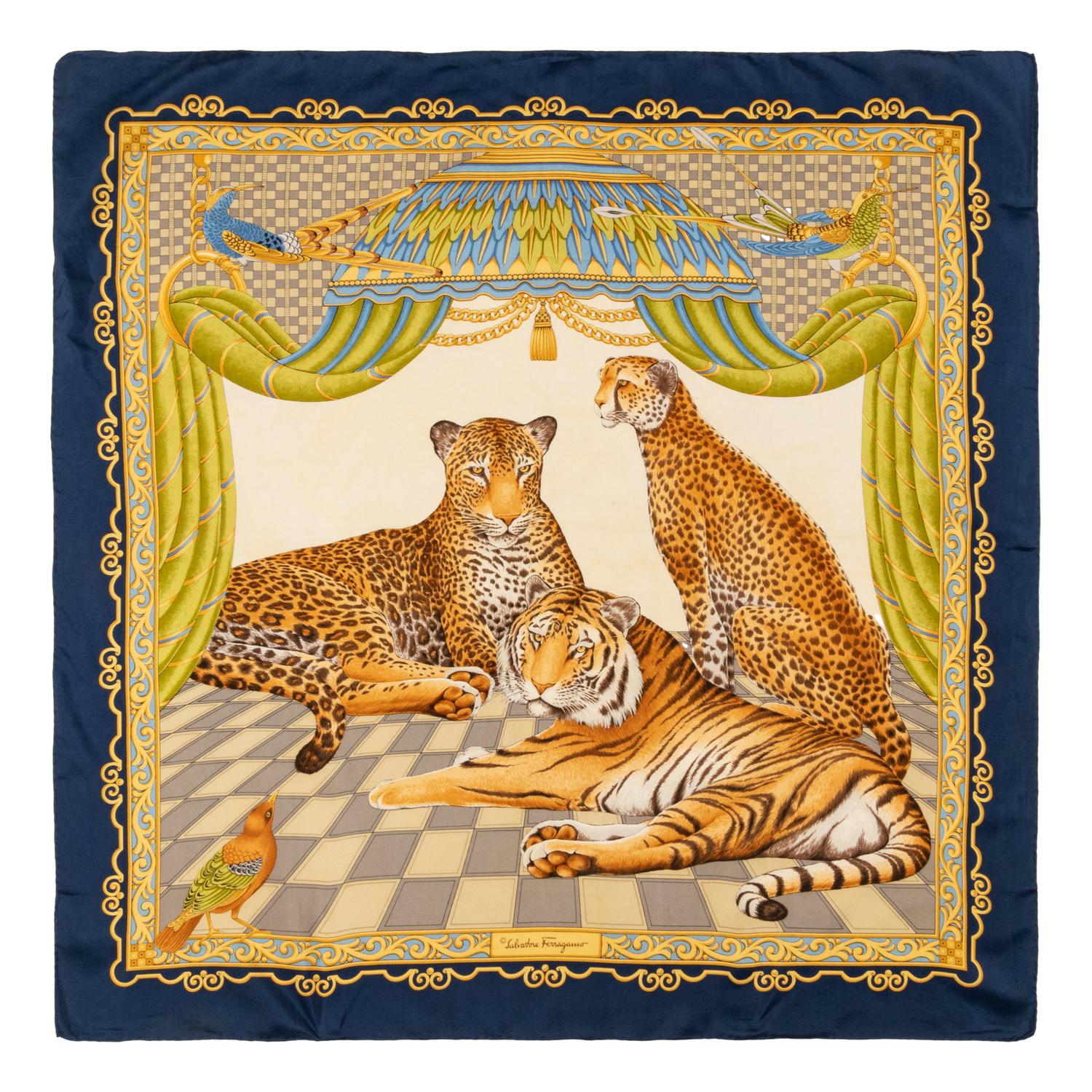 Four Salvatore Ferragamo Scarves