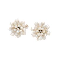 KESHI PEARL AND DIAMOND FLOWER EARRINGS
