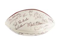 Mike Ditka’s Personally Owned NFL 75th Anniversary All Time Team Football Signed by Various Players Formerly Displayed at Mike Ditka's Restaurant