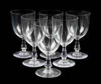 A Set of Six Baccarat Goblets Height 6 1/2 inches.