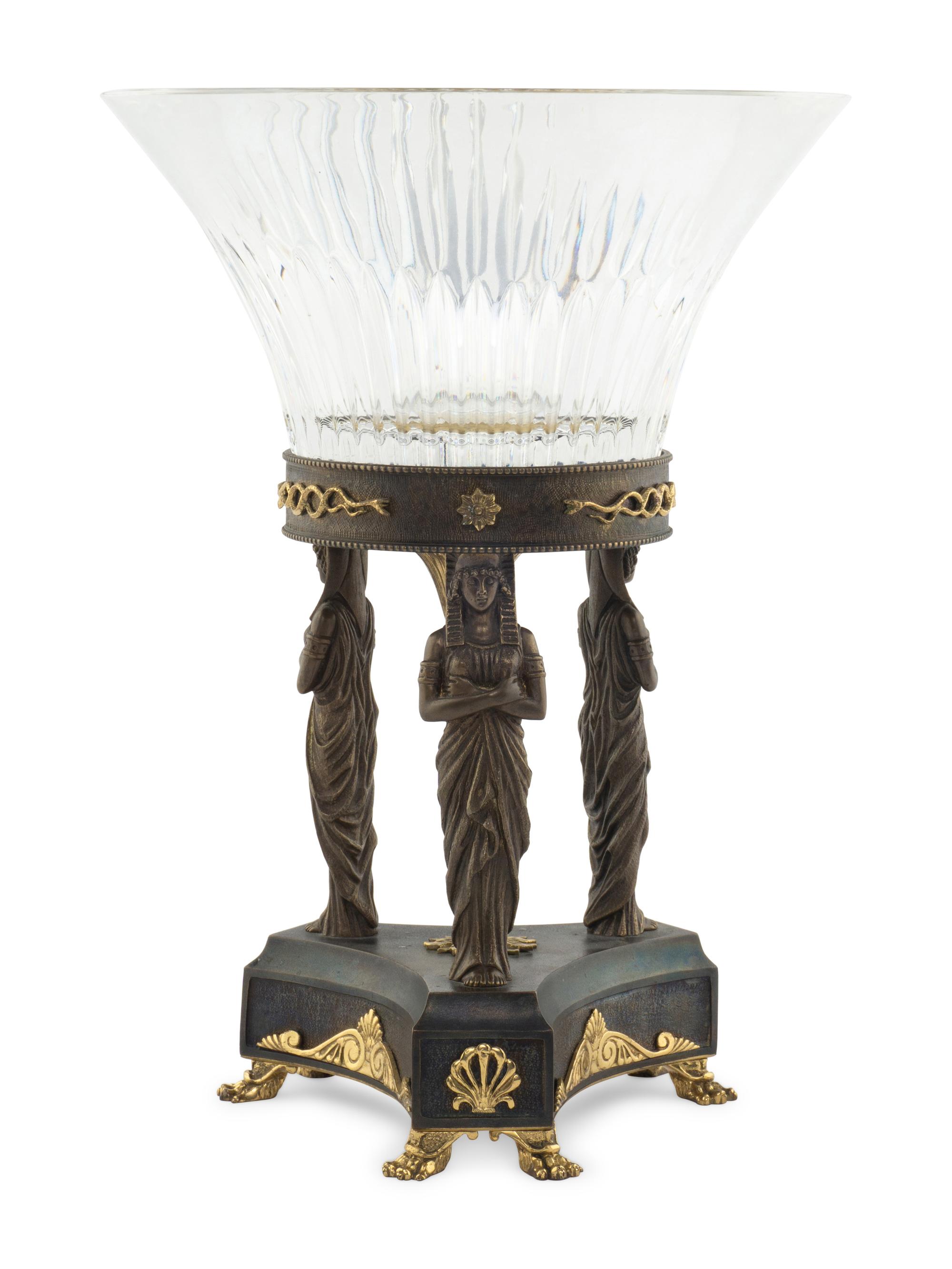 A Russian Parcel Gilt Bronze and Cut Glass Centerpiece