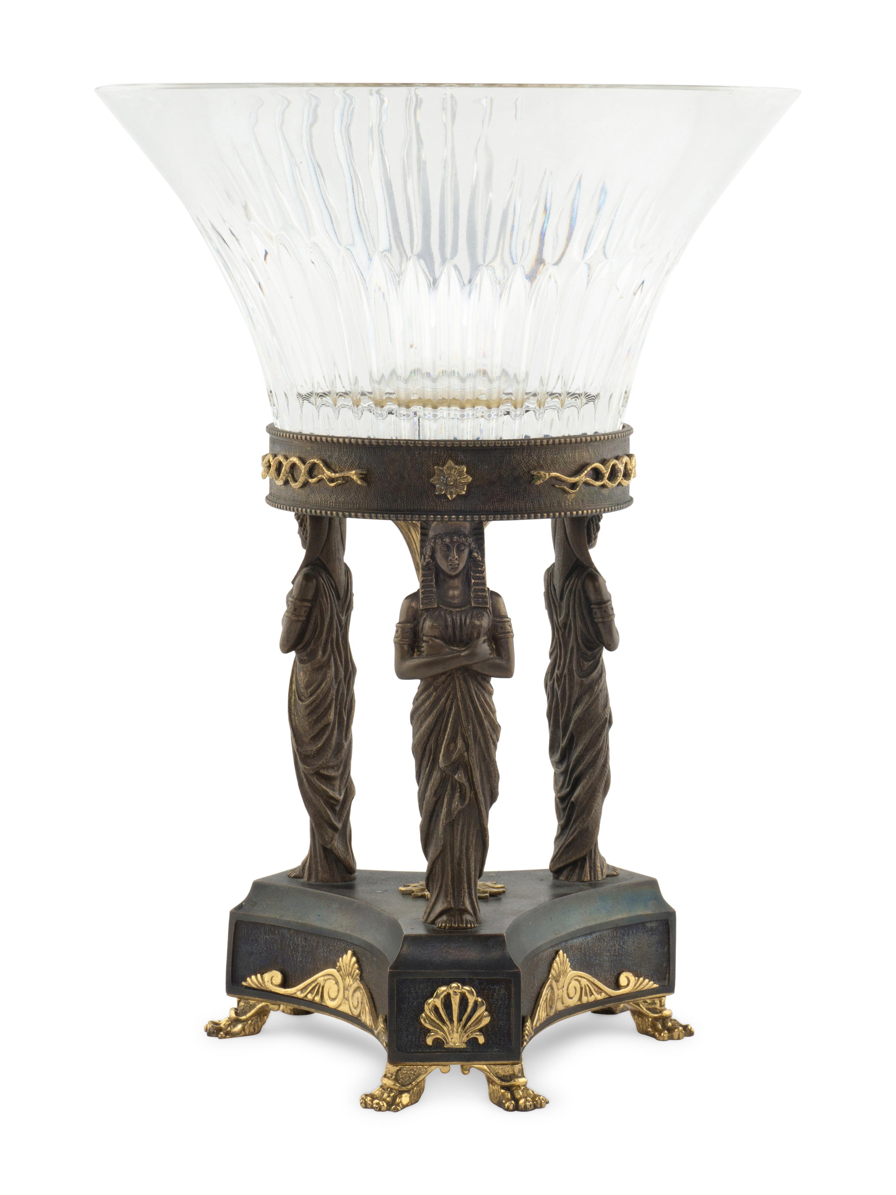 A Russian Parcel Gilt Bronze and Cut Glass Centerpiece
