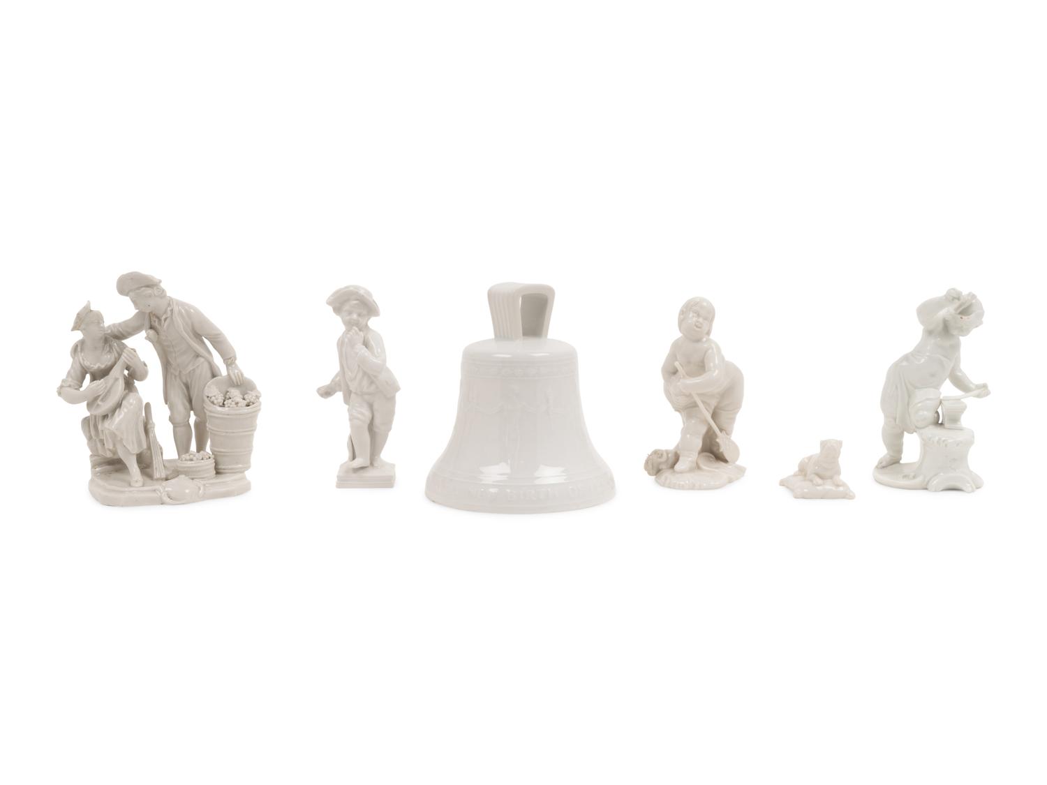 A Group of Seven White Porcelain Articles