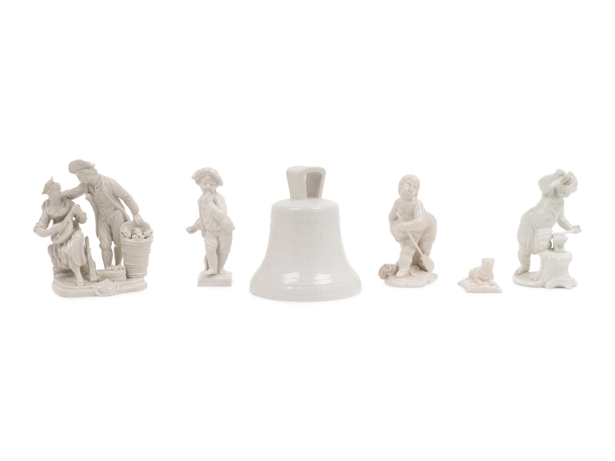 A Group of Seven White Porcelain Articles