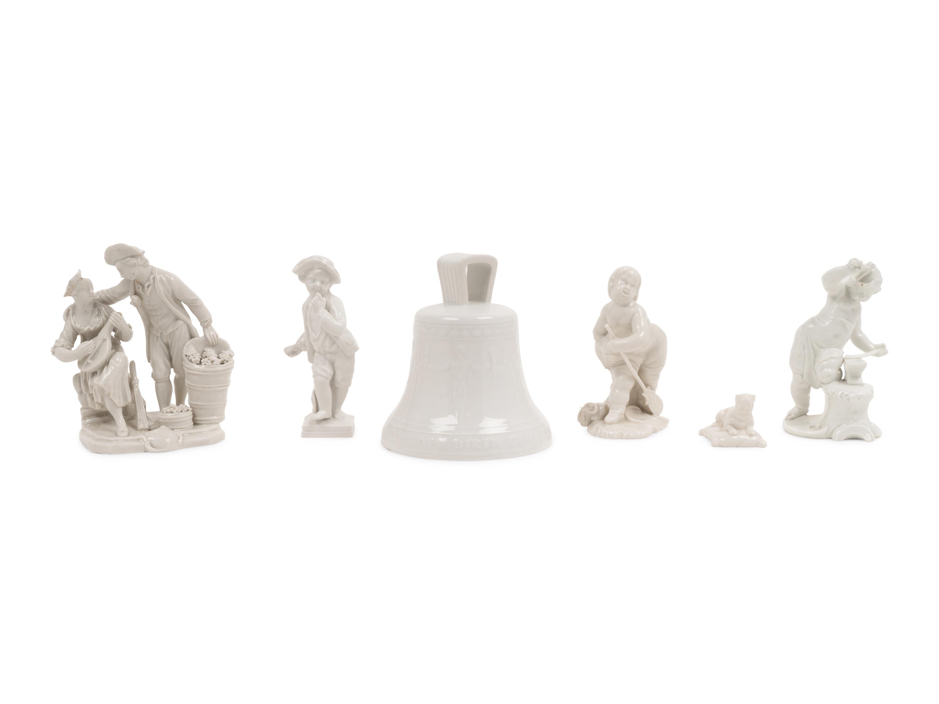 A Group of Seven White Porcelain Articles