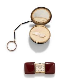 TIFFANY & CO., ART DECO, ENAMEL TRAVEL CLOCK