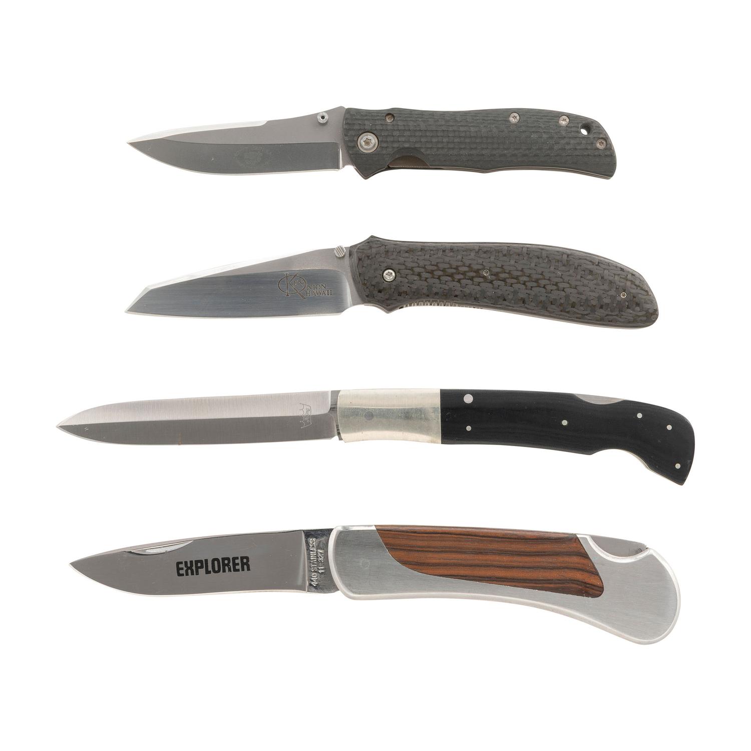 Lot of Four Folding Knives by Terzuola, Ken Onion, Bill King and Edge Mark
