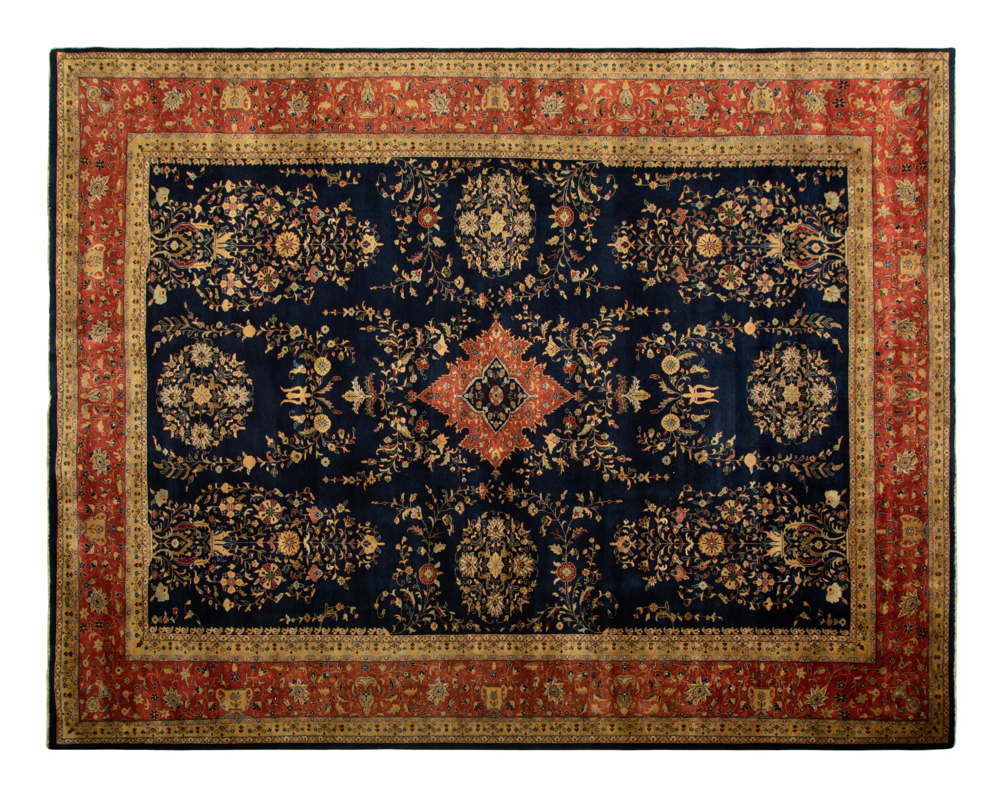 An Indian Persian Design Wool Rug — 20th Century