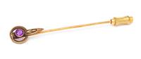 An Antique 14 Karat Yellow Gold and Amethyst Stick Pin, Henry Blank & Co.,