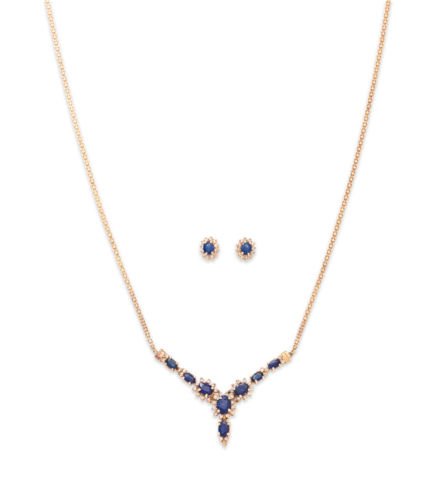 SAPPHIRE AND DIAMOND SET