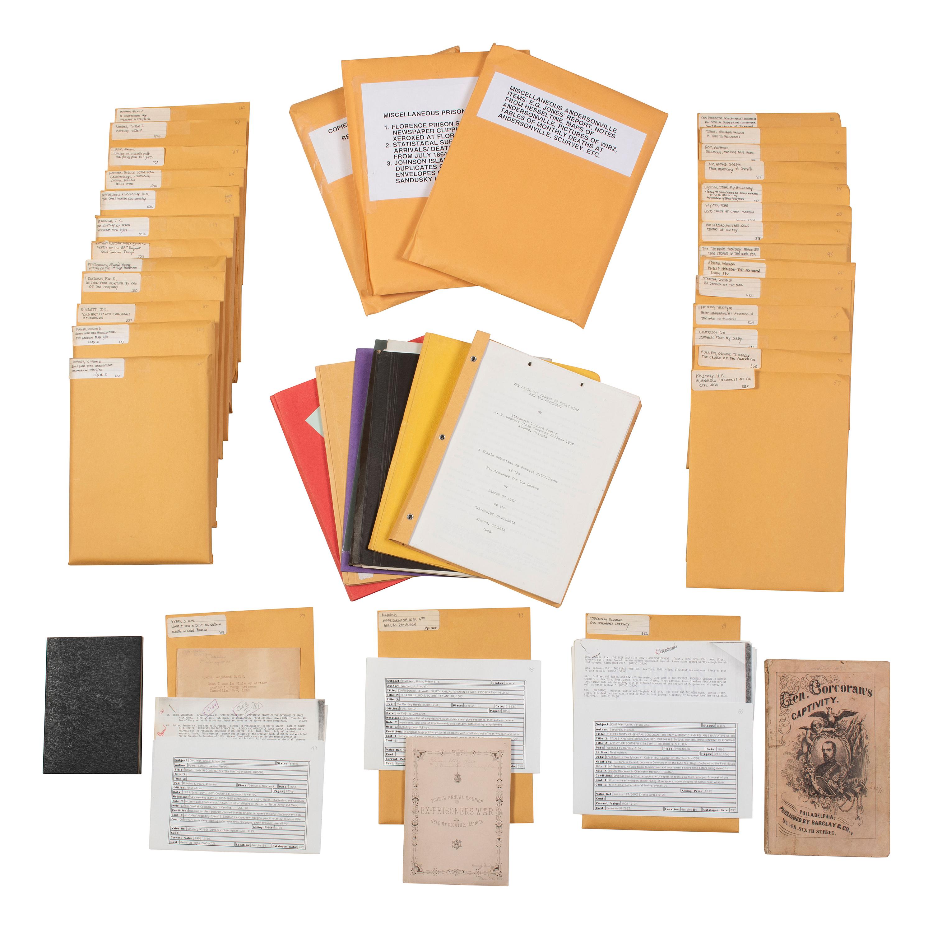 [CIVIL WAR]. Large group of imprints and research related to Union and Confederate POWs.