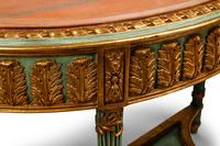 A Pair of Italian Neoclassical Style Painted and Parcel Gilt Marble-Top Console Tables