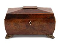 An English Burlwood Tea Caddy