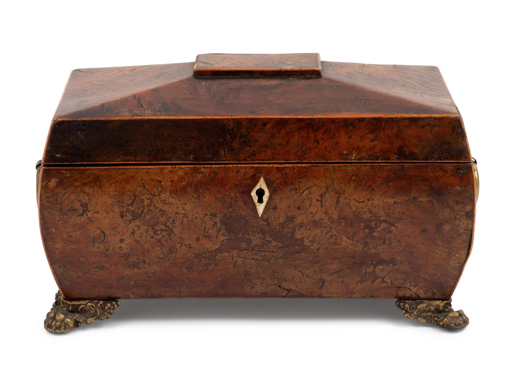 An English Burlwood Tea Caddy