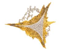 An 18 Karat Bicolor Gold and Diamond Brooch, 16.50 dwts.