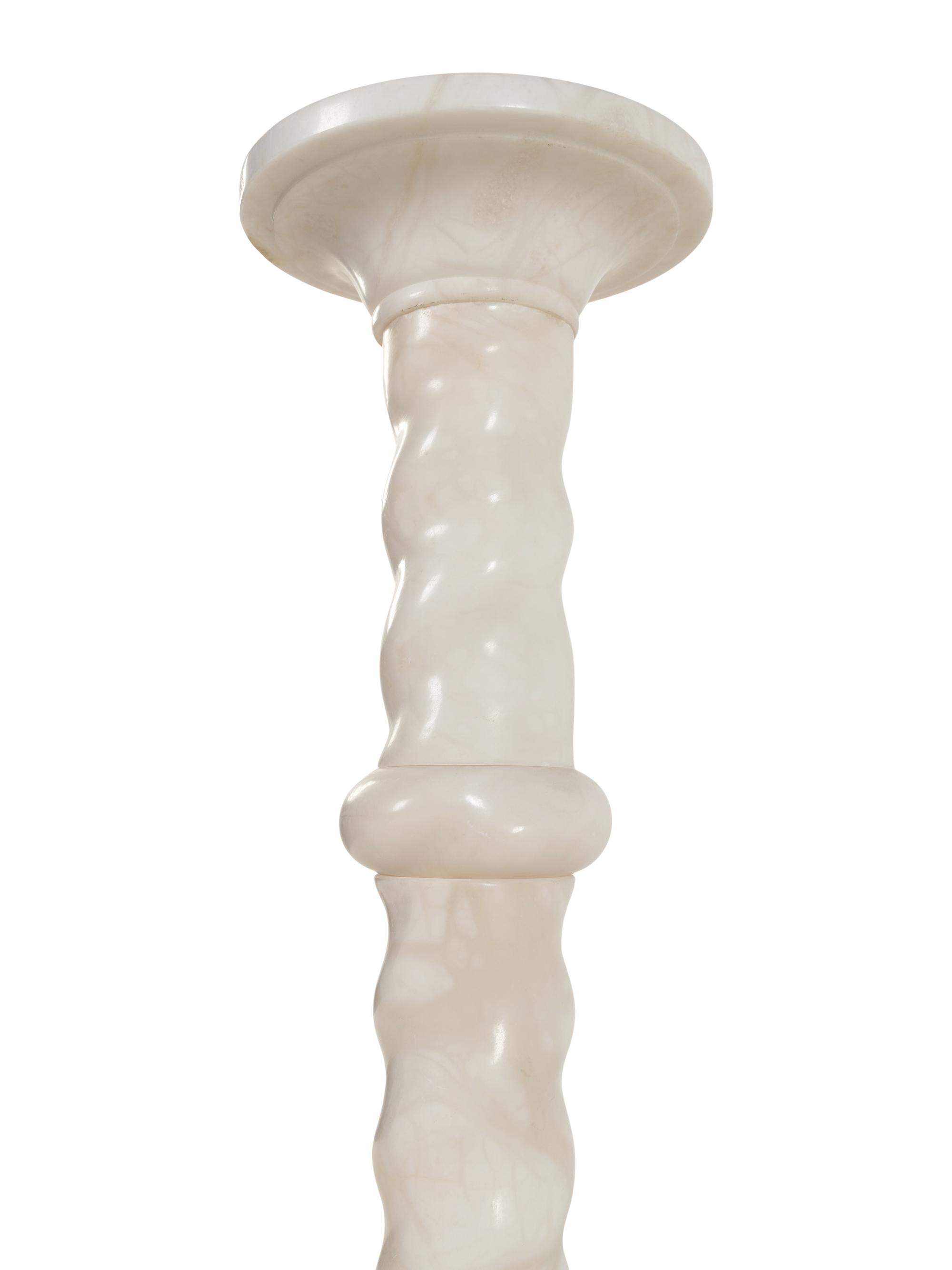 A Twist-Carved Alabaster Pedestal