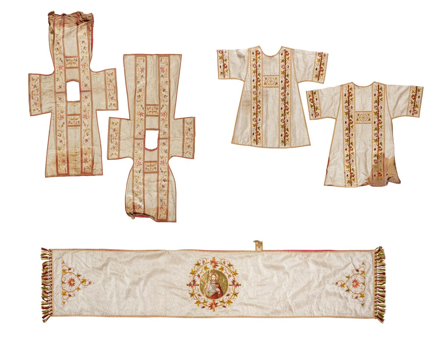 Three Embroidered Vestments and an Altar Cloth