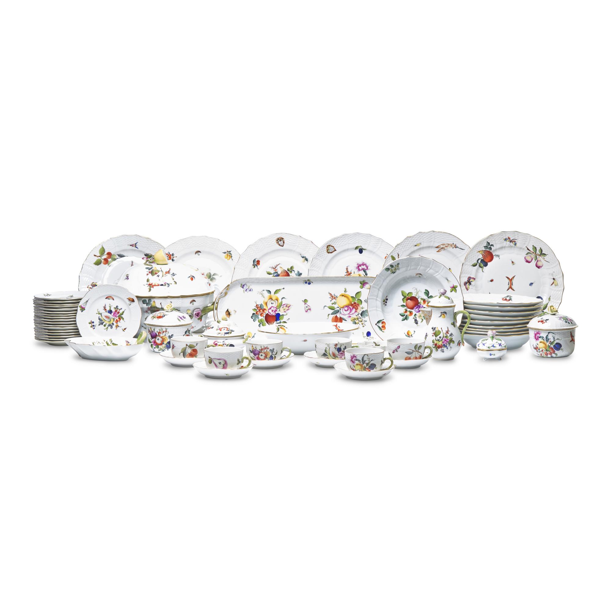 A Herend Fruits and Flowers Porcelain Dinner Service