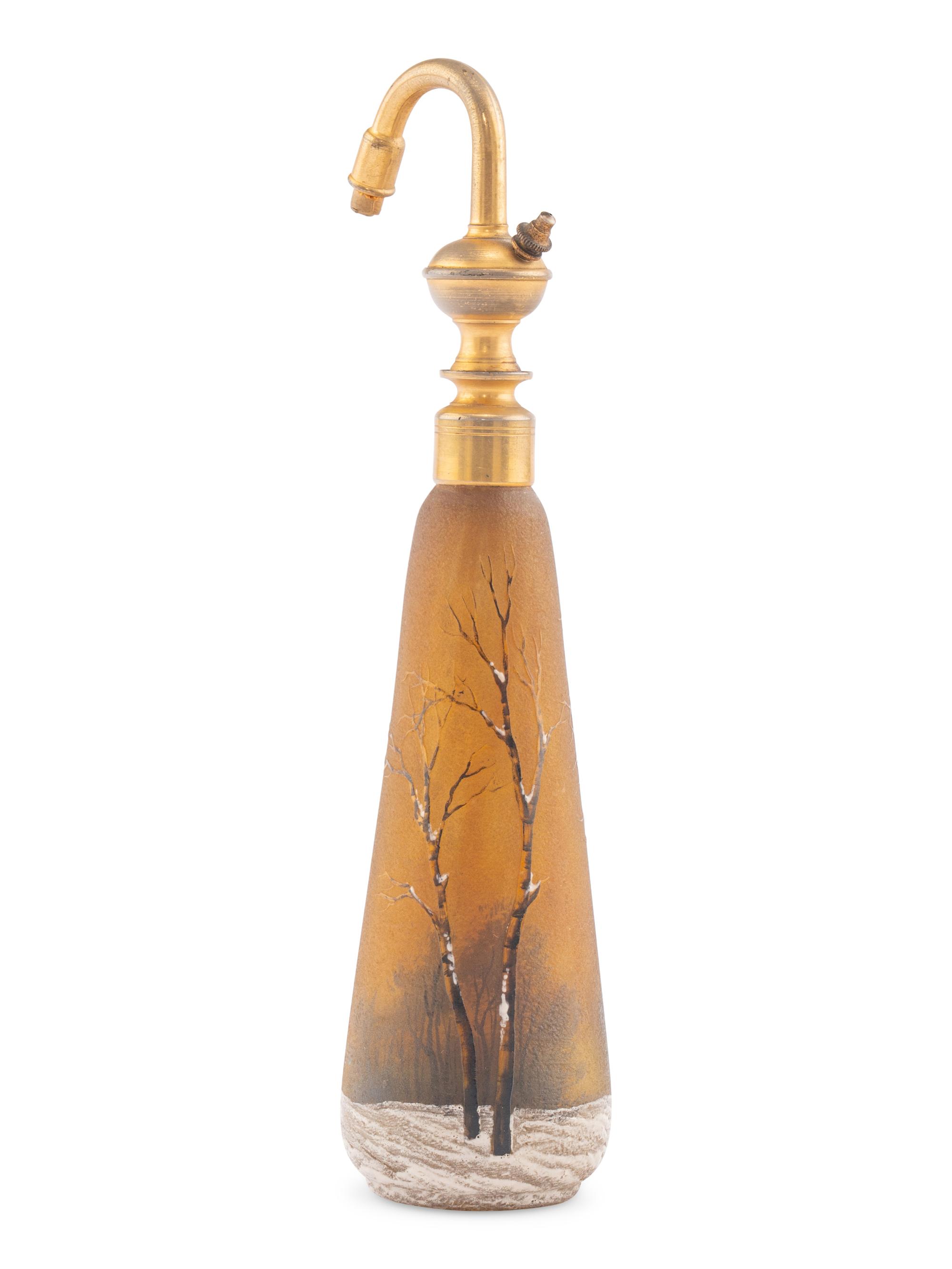 A Daum Nancy 'Winter' Enameled Glass Perfume Bottle
