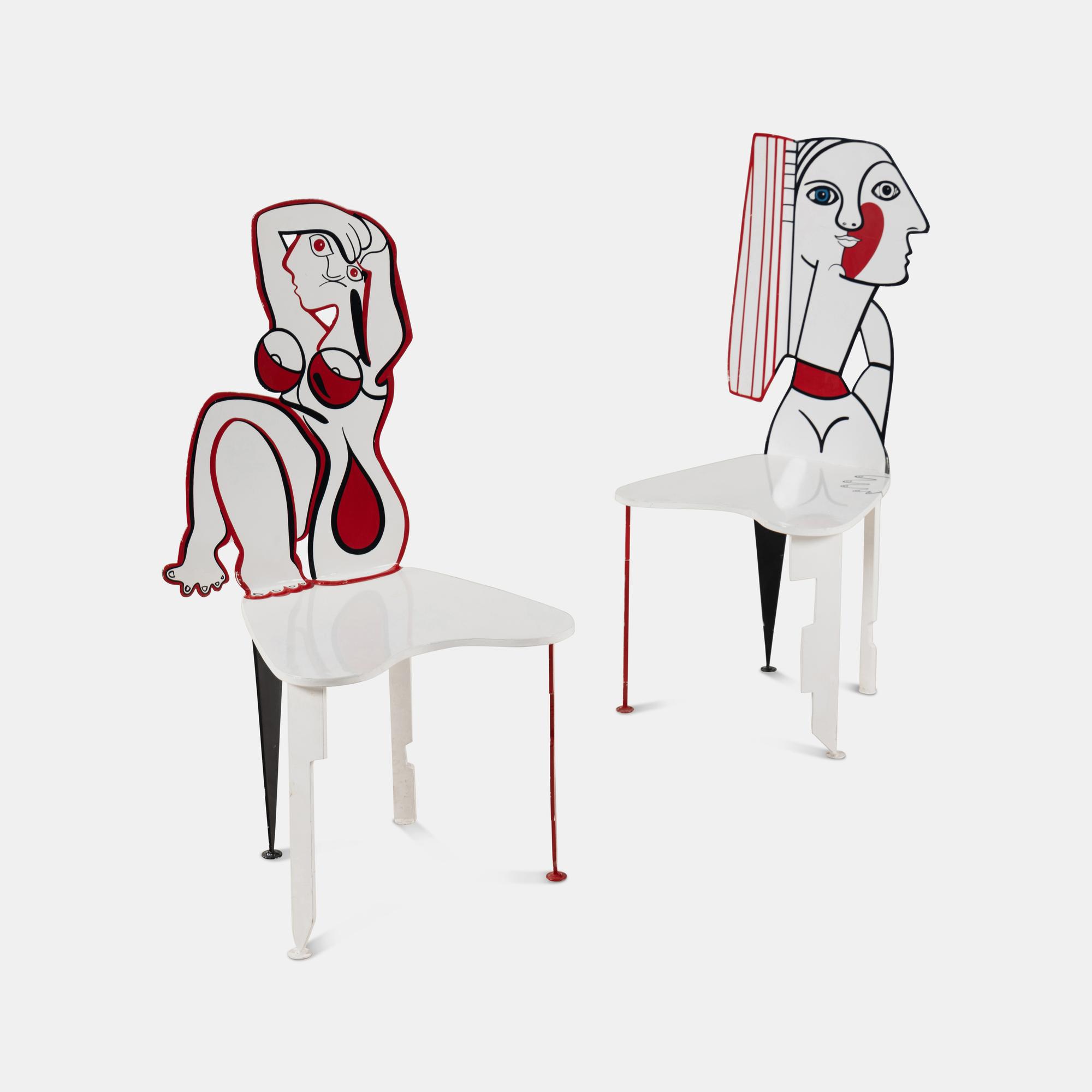 Two Pablo Picasso Style Figural Chairs