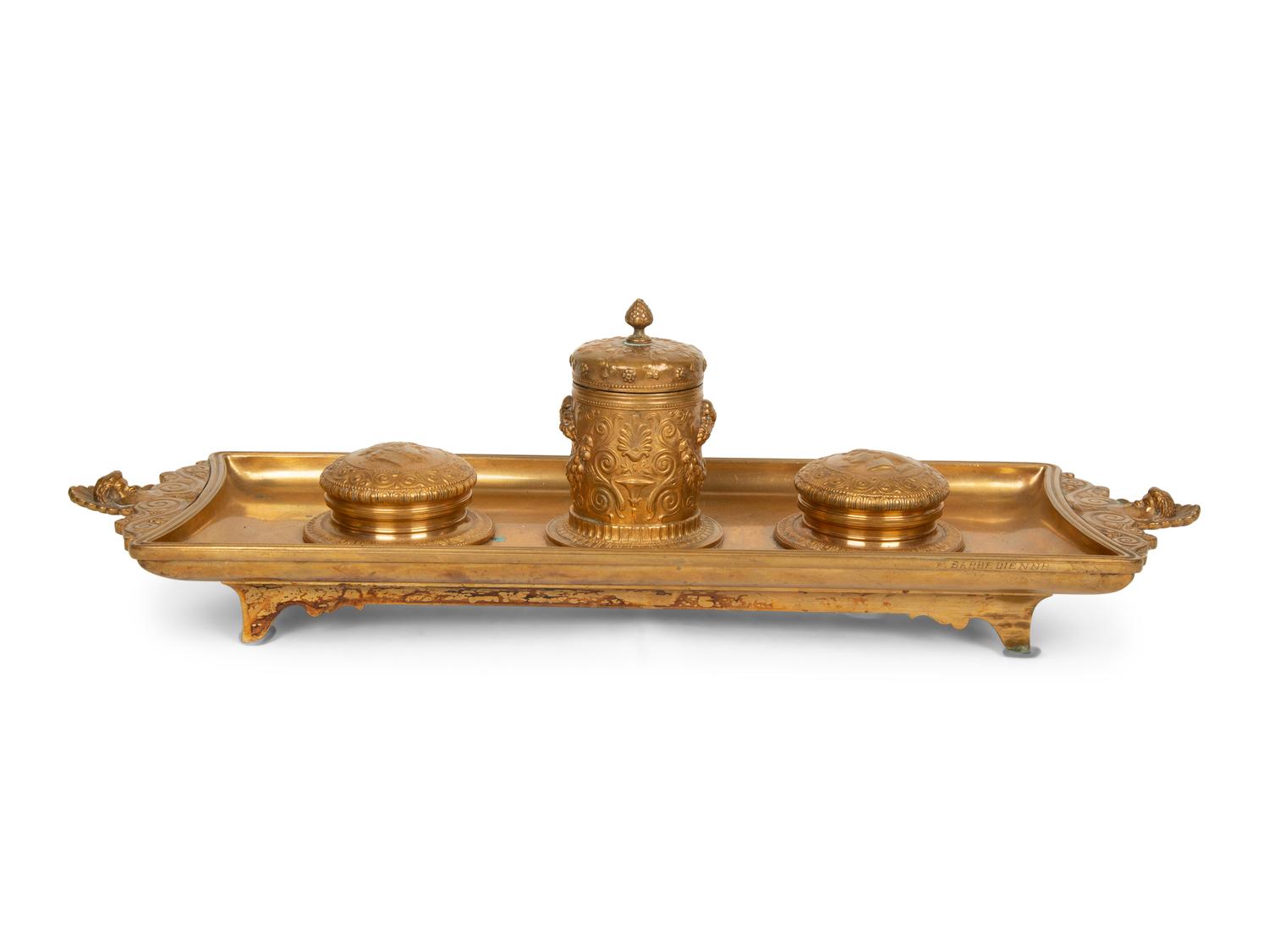A Continental Gilt Bronze Inkwell — 19TH/20TH CENTURY