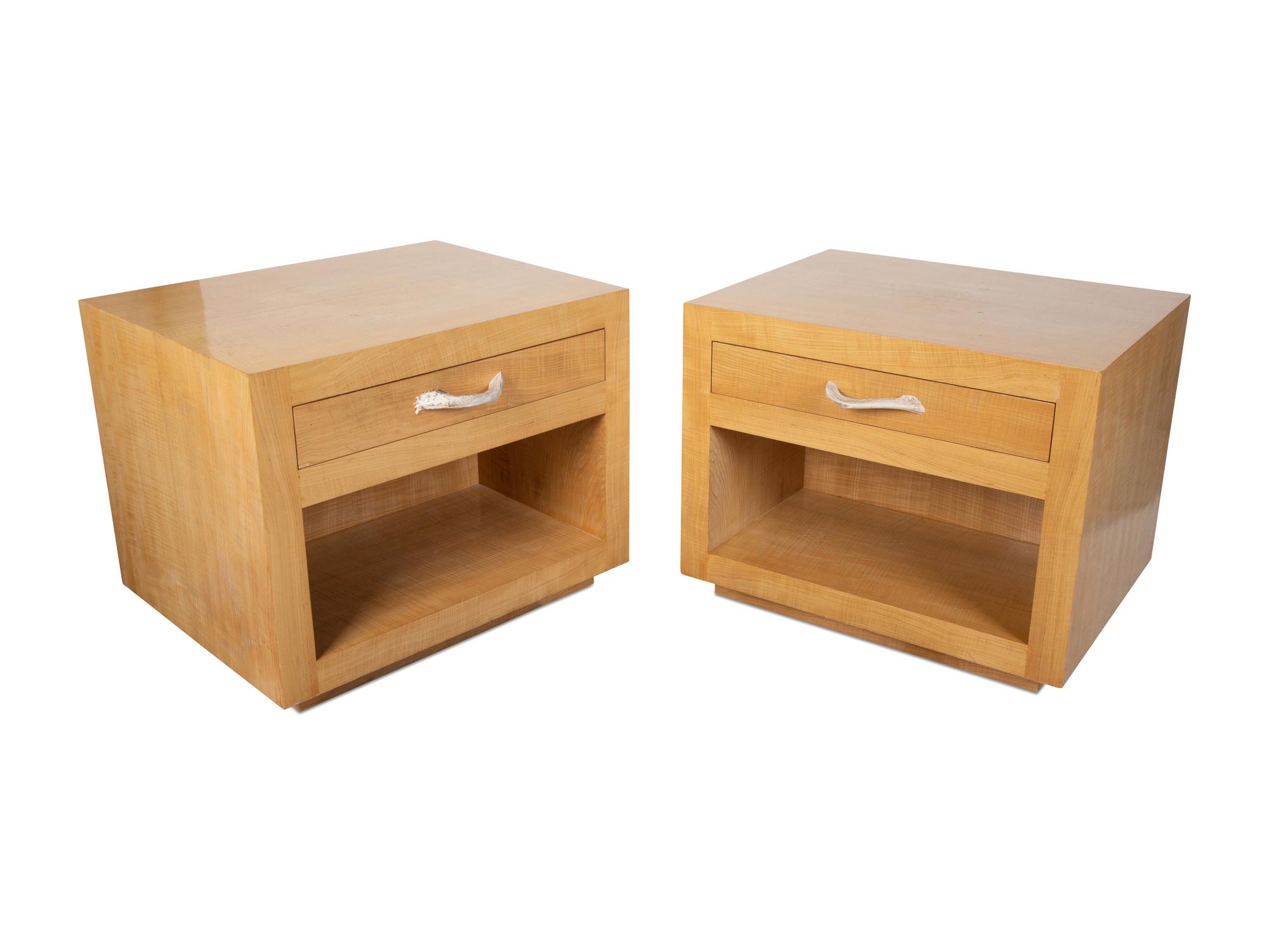 Pair of American Maple and Horn Nightstands — 20TH CENTURY