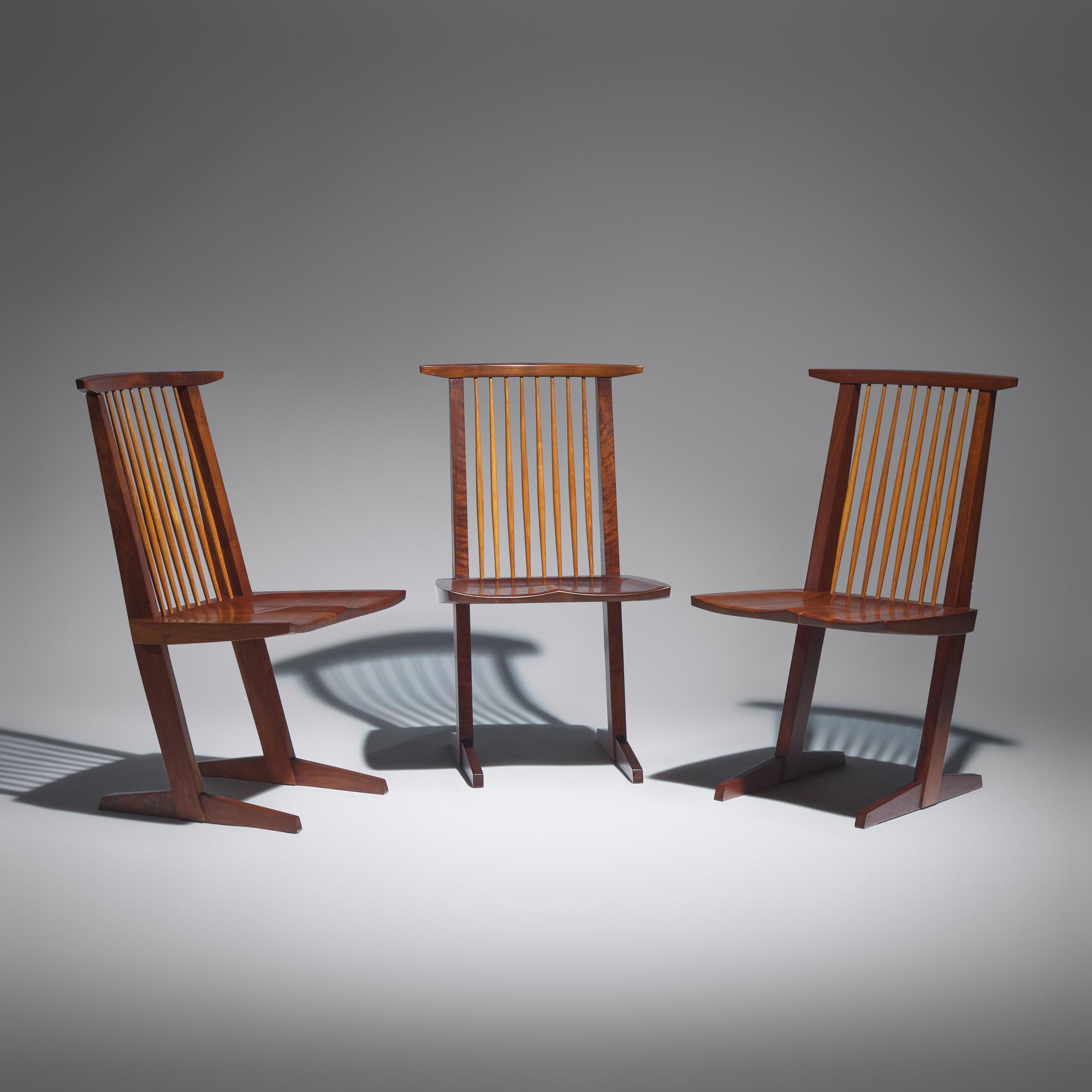 George Nakashima (American, 1905–1990) — Conoid Dining Chairs, set of eight, 1969-71
