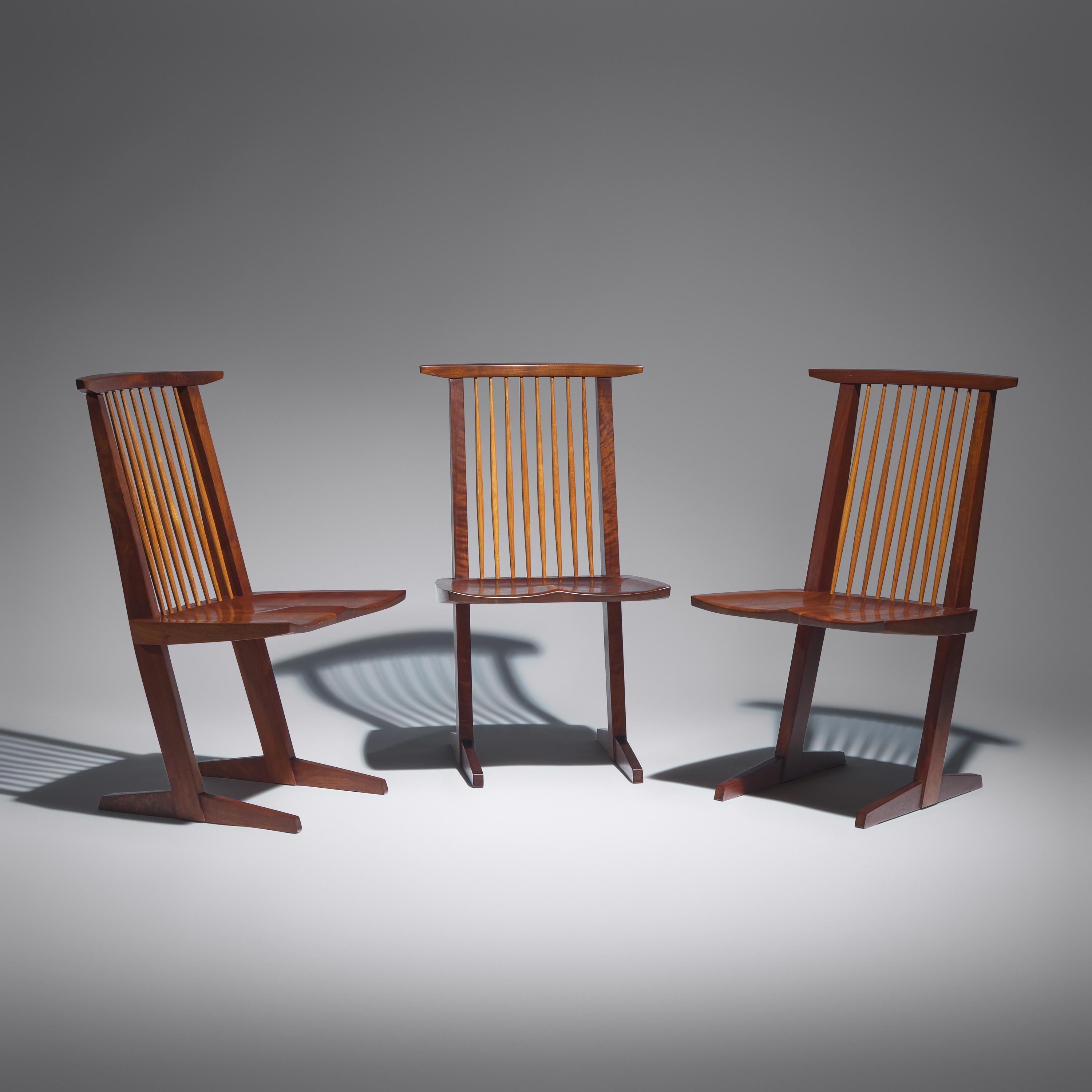 George Nakashima (American, 1905–1990) — Conoid Dining Chairs, set of eight, 1969-71