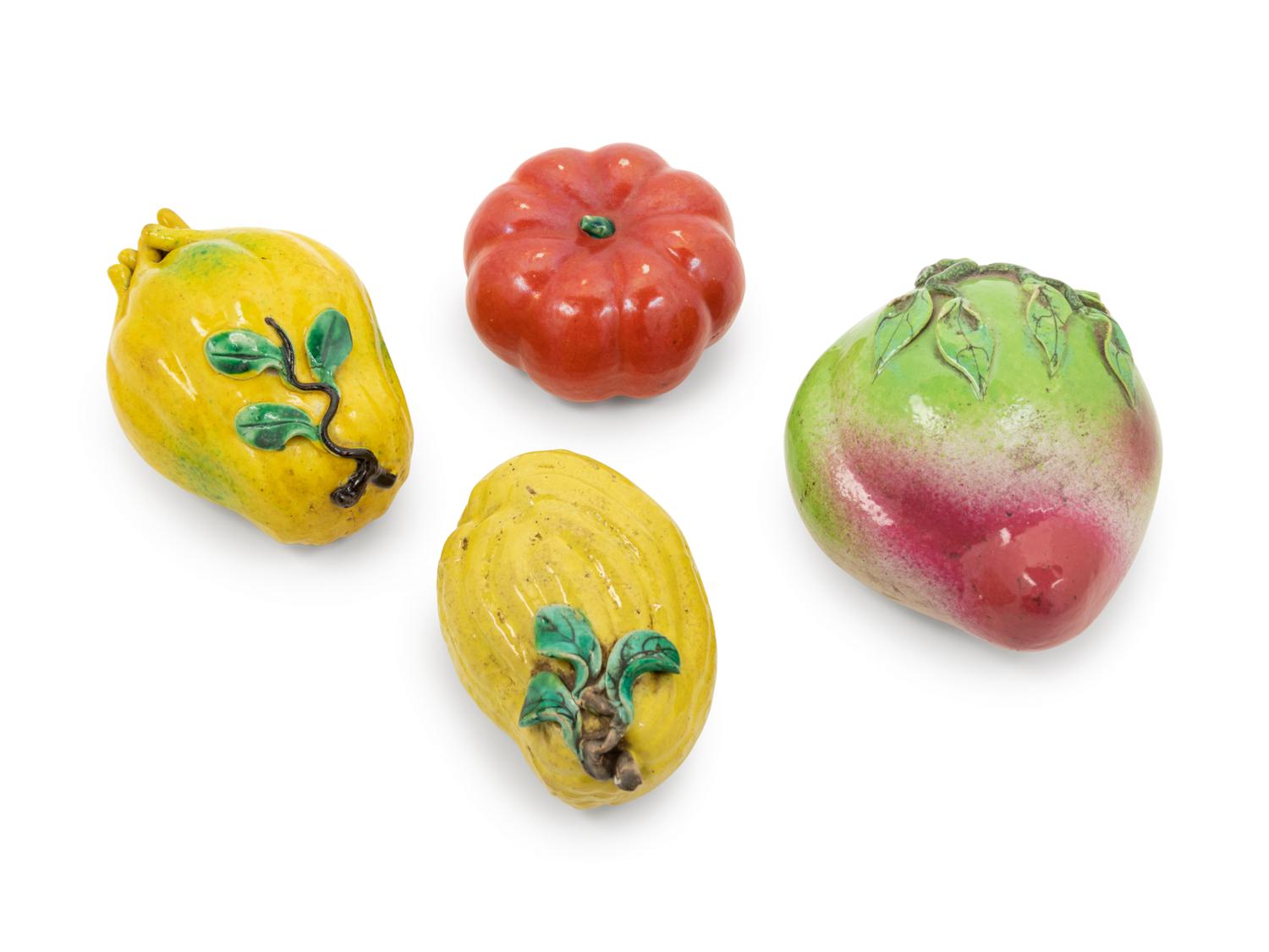 Four Chinese Porcelain Models of Fruits