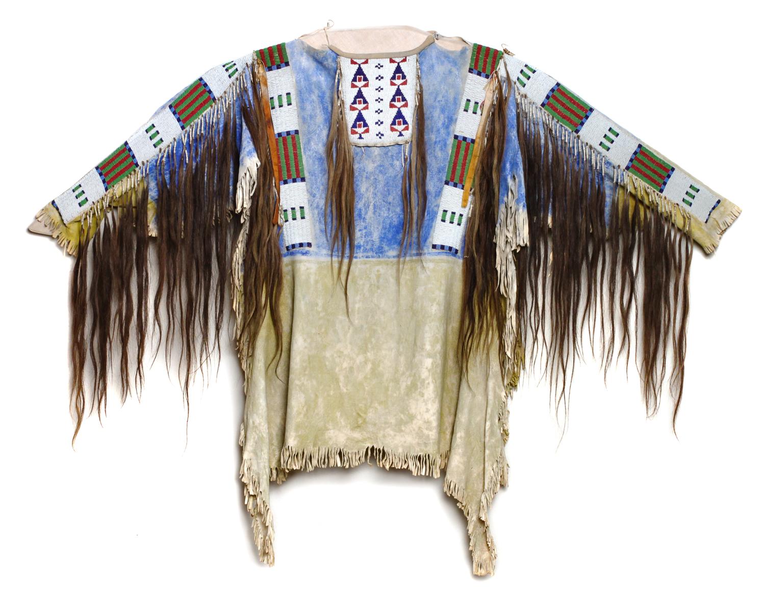Lakota Sioux Shirt Height 40 x width 51 inches (approx.) — Circa 1880